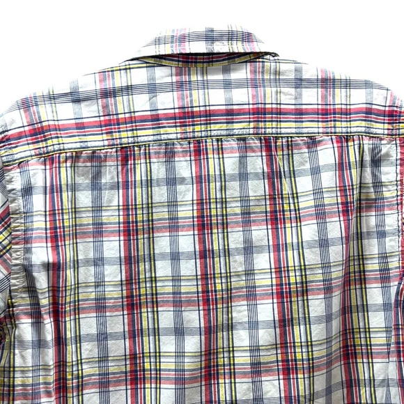 American Eagle Mens Vintage Fit Mens Button Up Shirt Plaid Red Blue White Medium - Picture 5 of 7